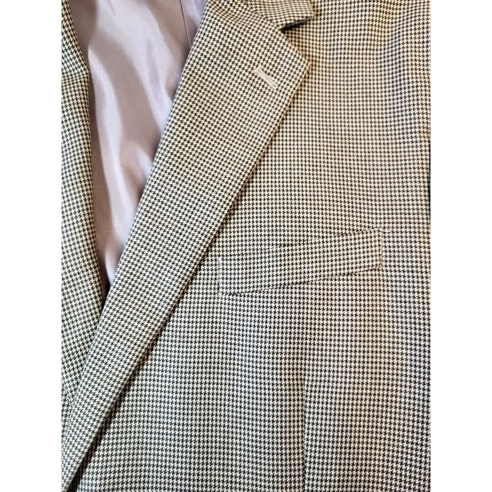 Chaps Tan/Brown Houndstooth Soft Single‎ Breasted 2 Button Front Blazer Size 42R